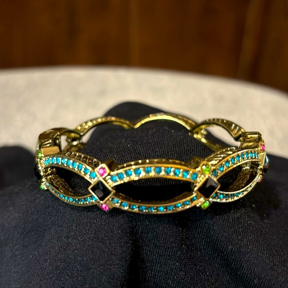 Heidi Daus turquoise cap multicolour crystal hinged bracelet set - Picture 5 of 7